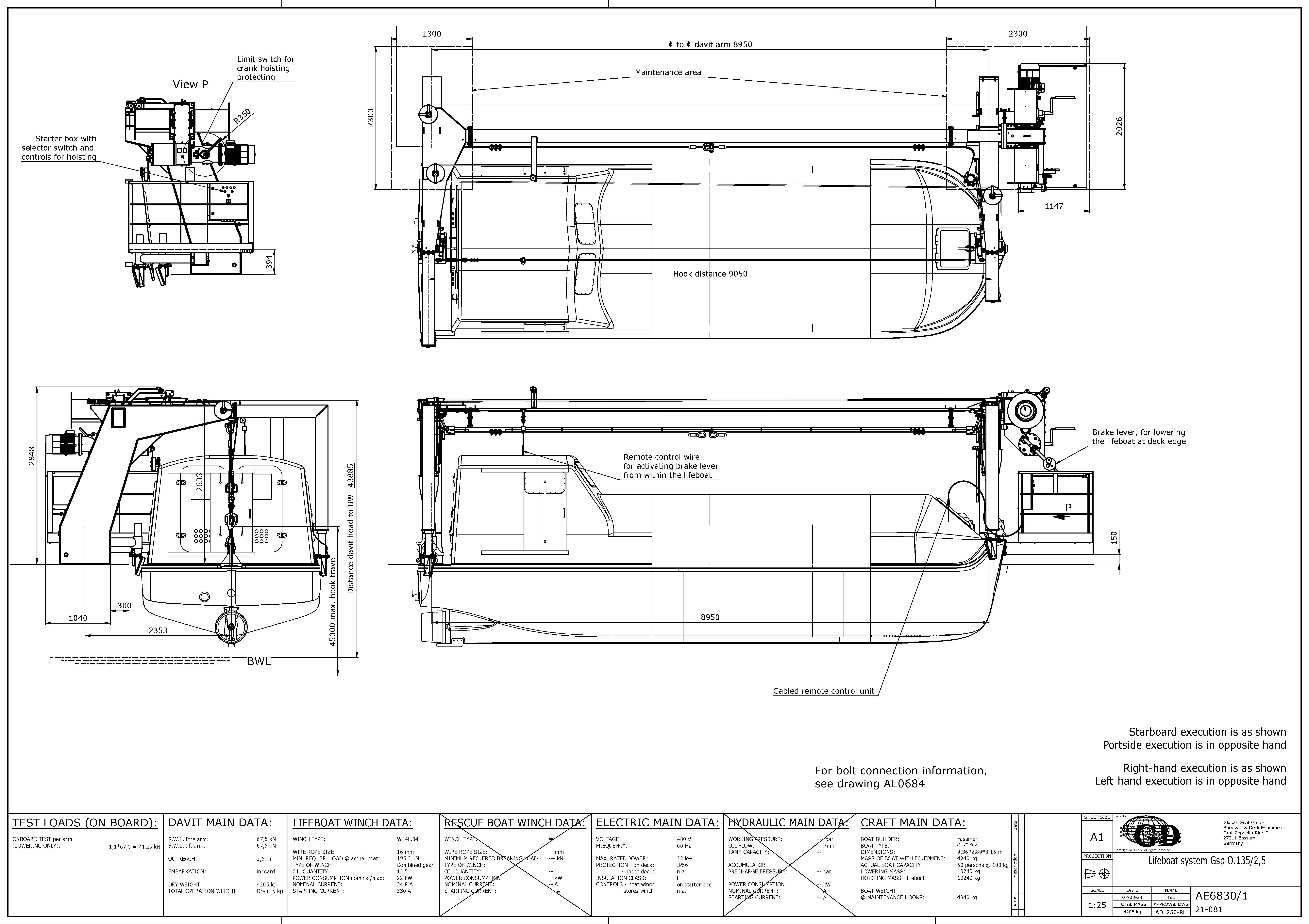 Gravity lowering system general arrangement drawing