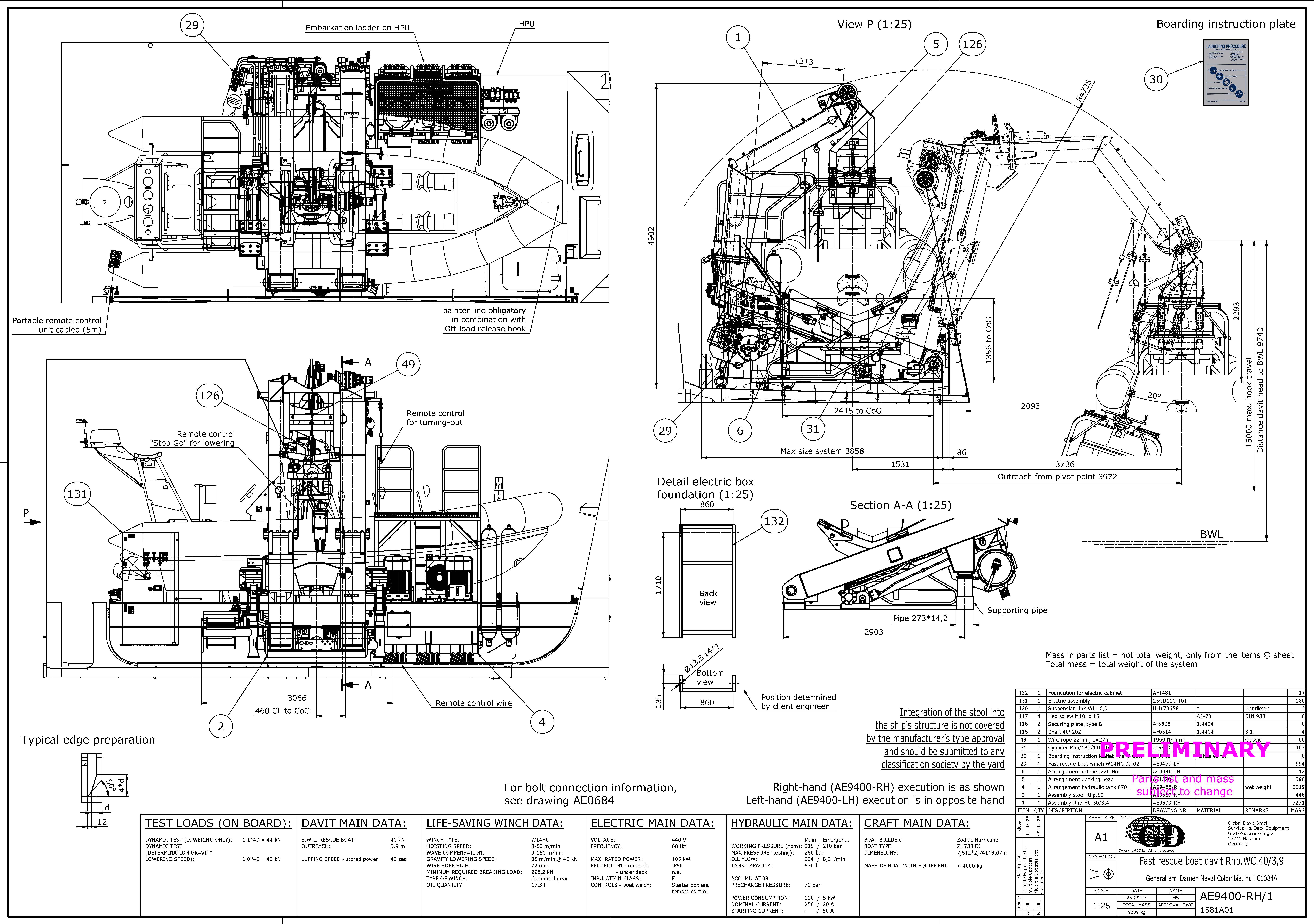 Hydraulic pivot general arrangement drawing
