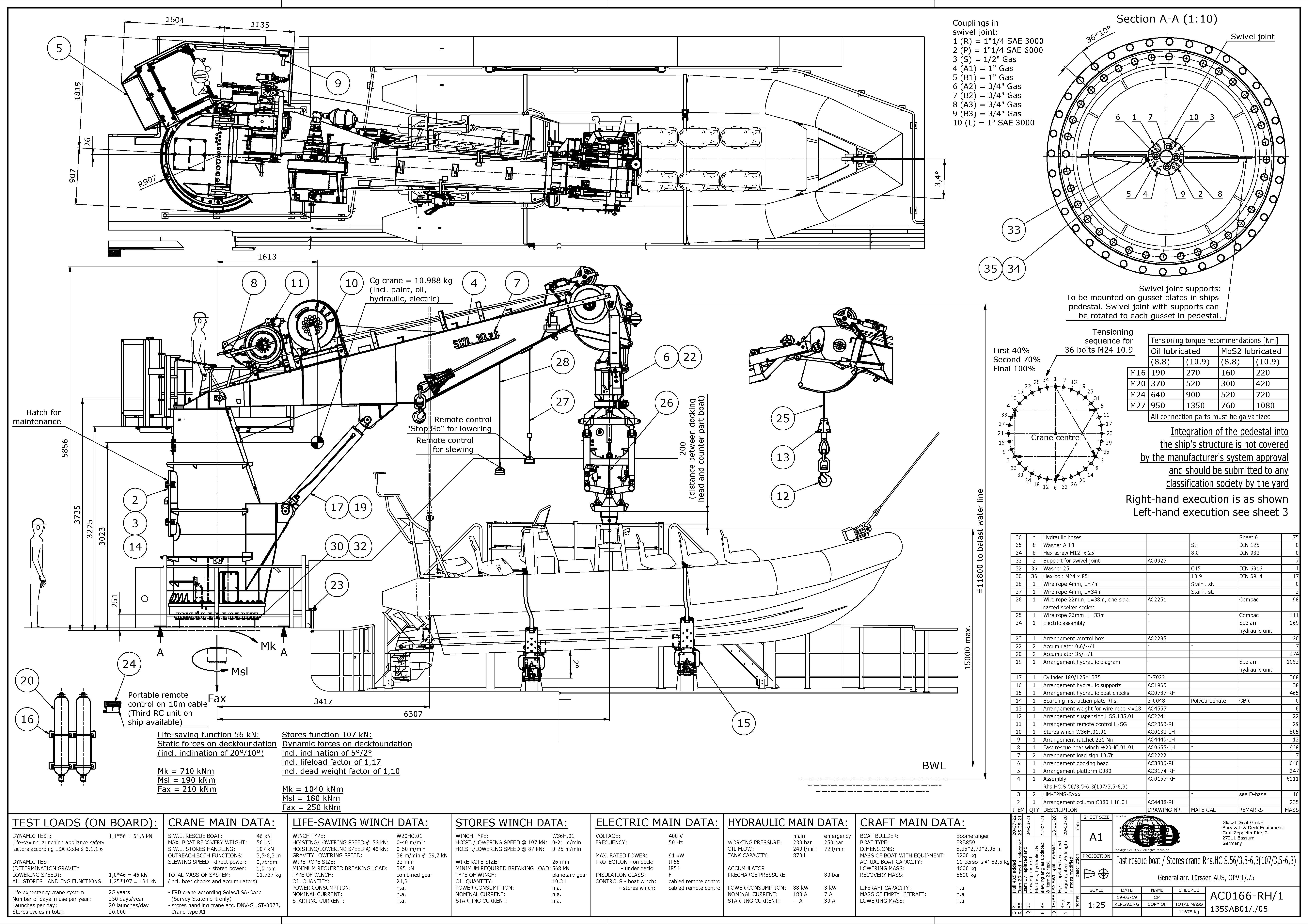Hydraulic slewing general arrangement drawing